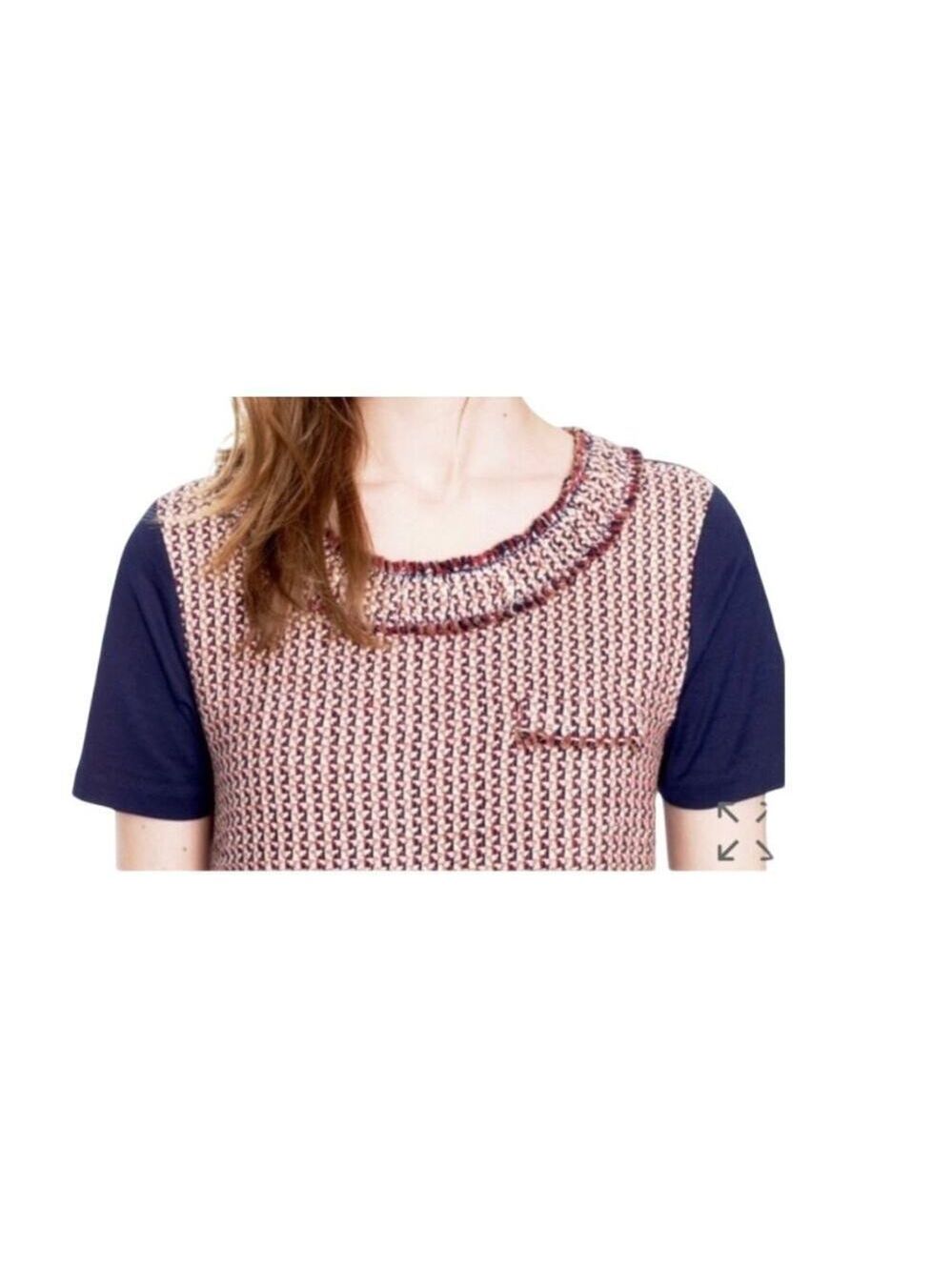 J.Crew Silk Blend Tweed Front Tee Medium Preppy Quiet Luxury - Picture 2 of 9